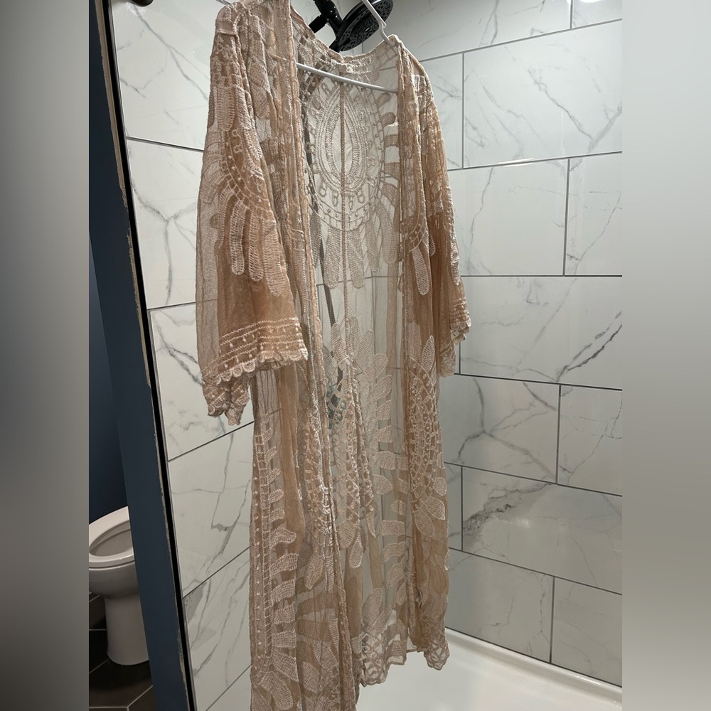 Rebellion Beige Lace Cardigan